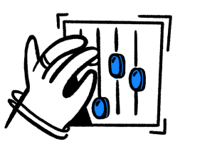 An icon of headphones, a laptop computer and two envelopes.