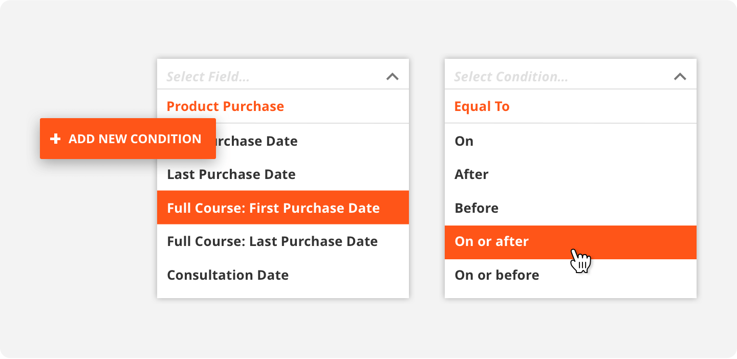 A screenshot of automation options in the Ontraport app