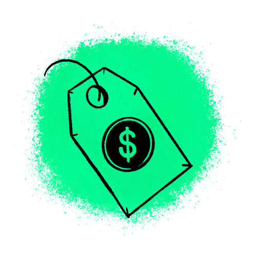 A designed image of a sales tag