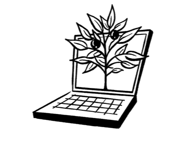 Icon of a tree growing out of a laptop computer