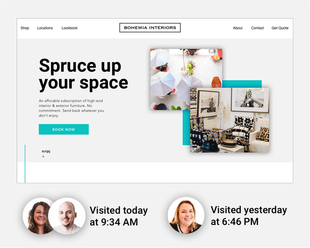 A screenshot showing visitor tracking on a landing page created with the Ontraport app