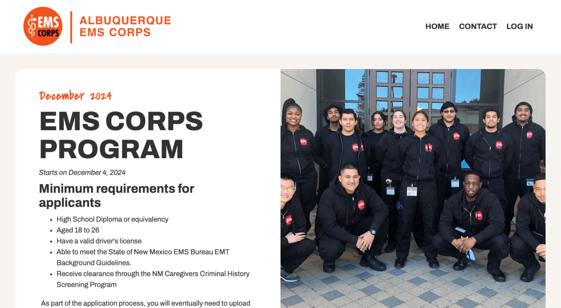 An image of one of EMS's webpages