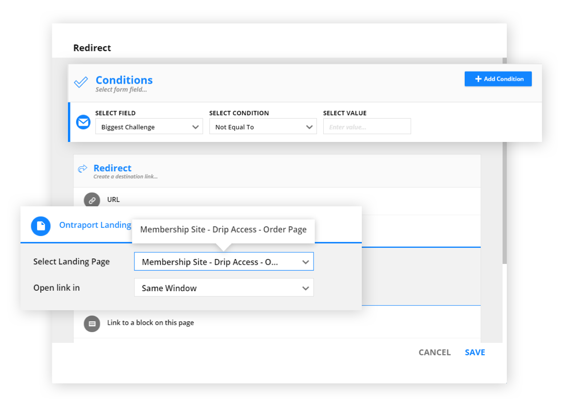 A screenshot of conditional rules set to to be applied to a form submission
