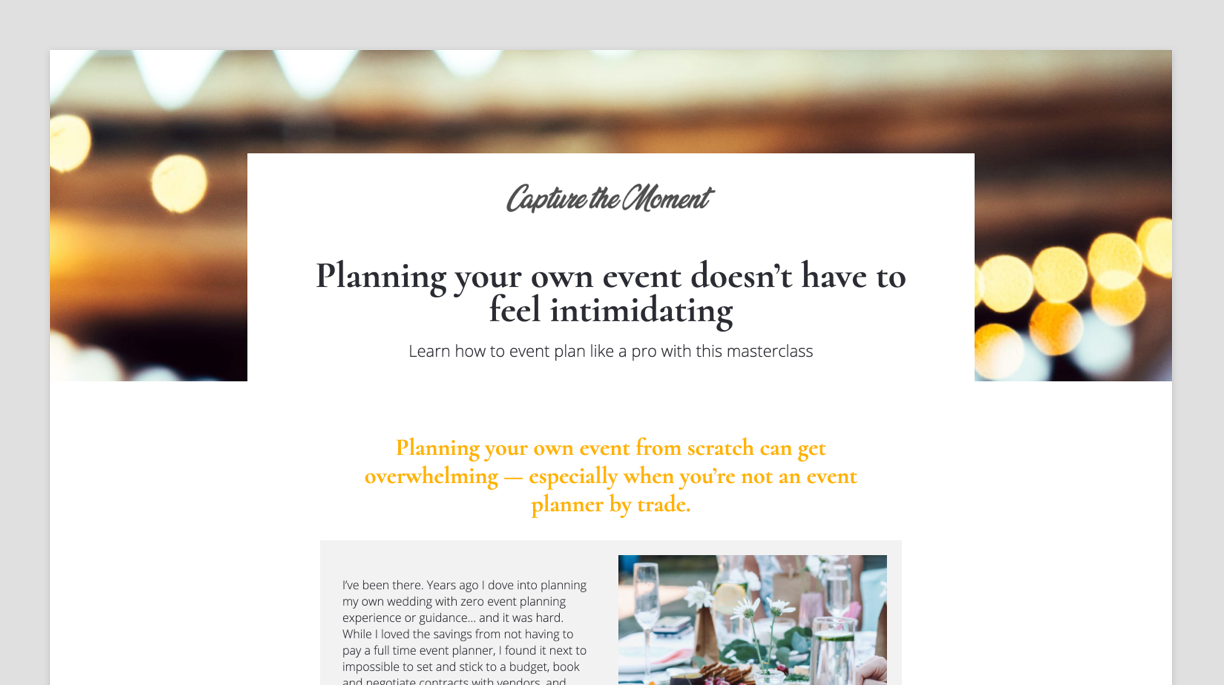 A screenshot of the Sales Landing Page