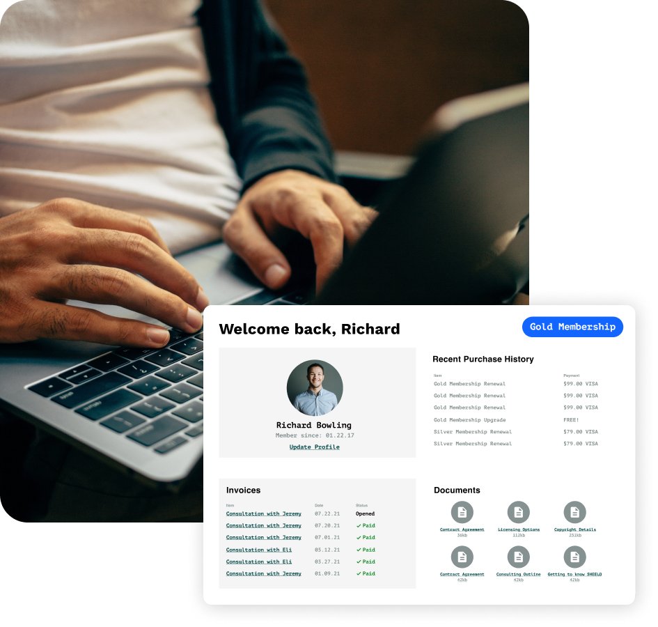 An Ontraport user creating content with their laptop computer