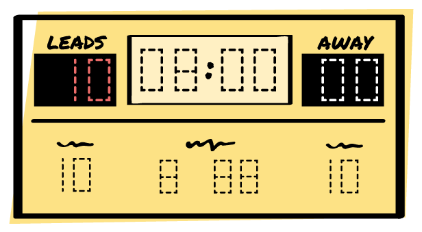 A designed image of a scoreboard with the score 10 to 0.