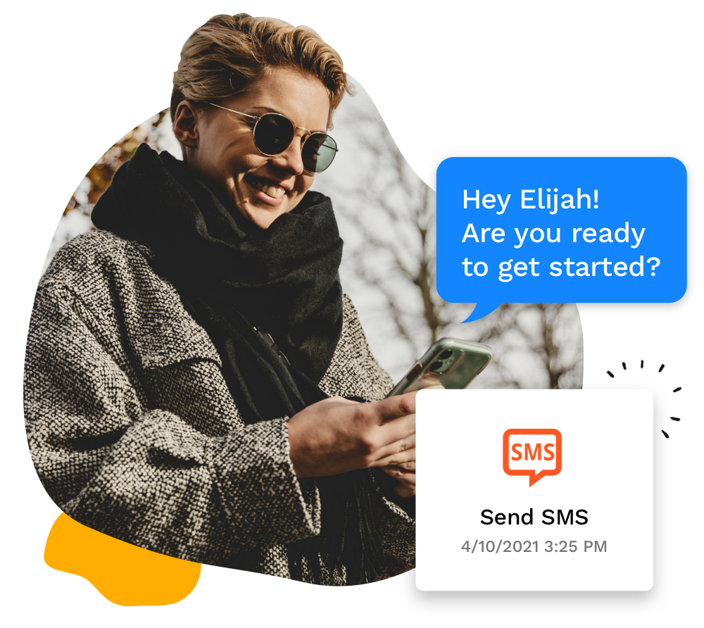 An Ontraport user sending an SMS to one of their Contacts with the Ontraport mobile app