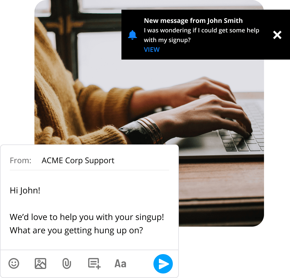 An Ontraport user creating content with their laptop computer