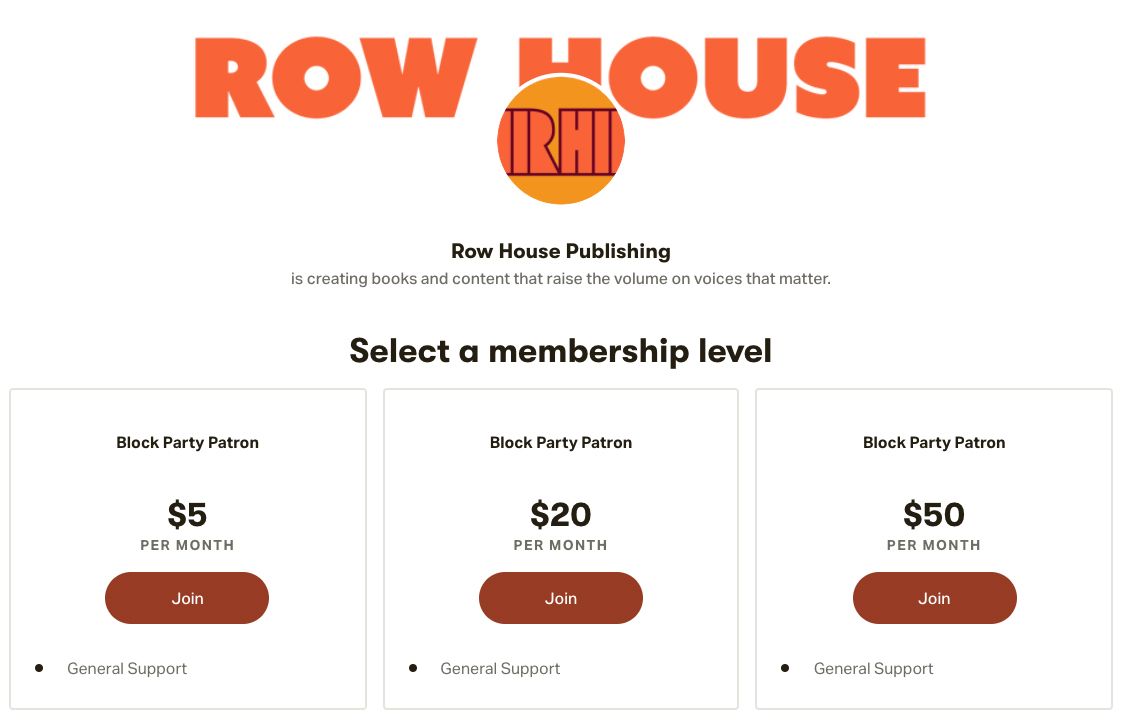 Row House Publishing on Patreon