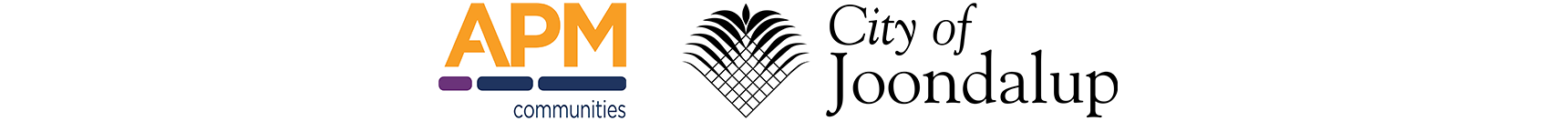 Logo for APM Communities. Logo for City of Joondalup.